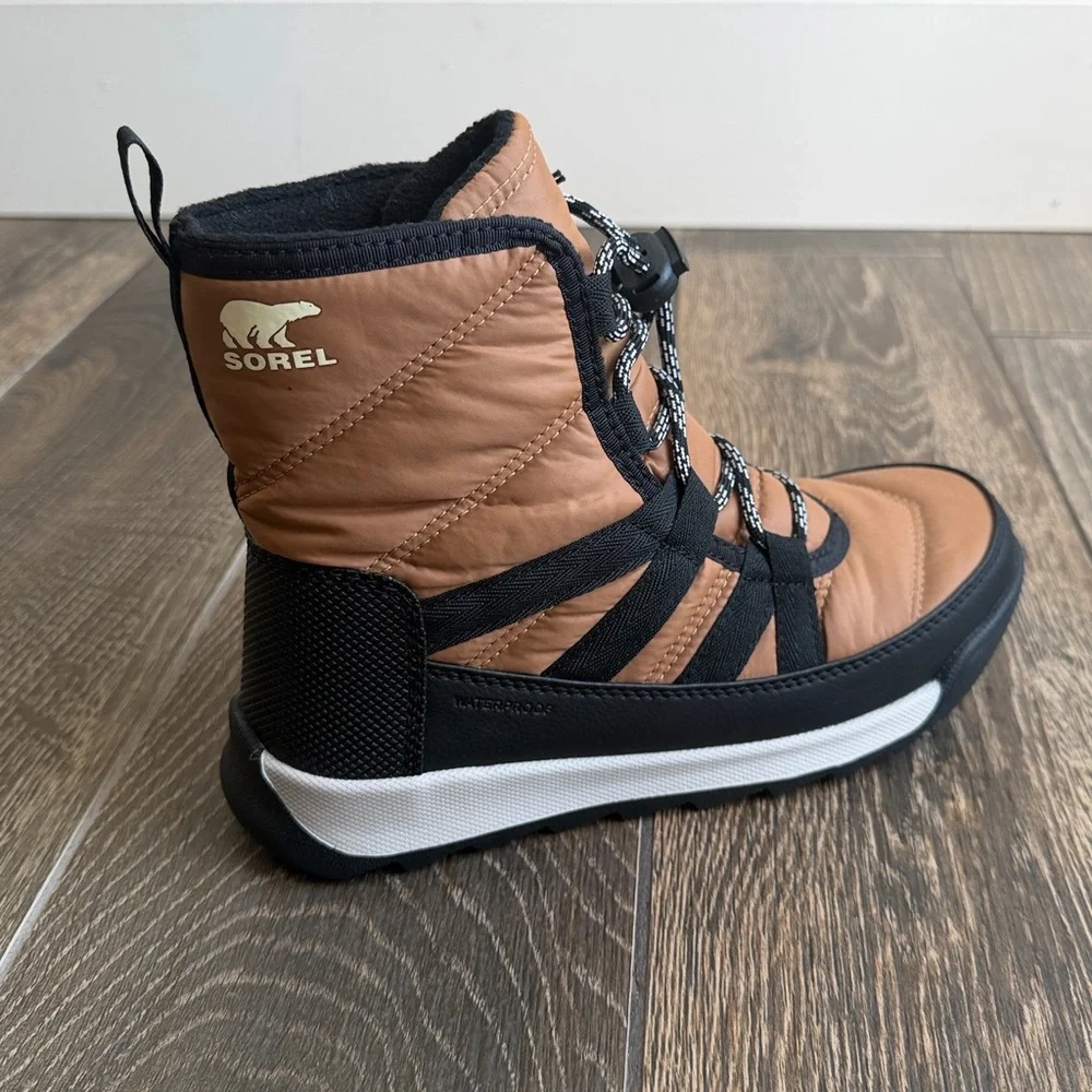 Sorel Girls’ Whitney II Elk/Black Short Lace Up Waterproof Boots—2